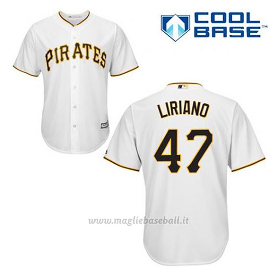 Maglia Baseball Uomo Pittsburgh Pirates Francisco Liriano 47 Bianco 1ªCool Base
